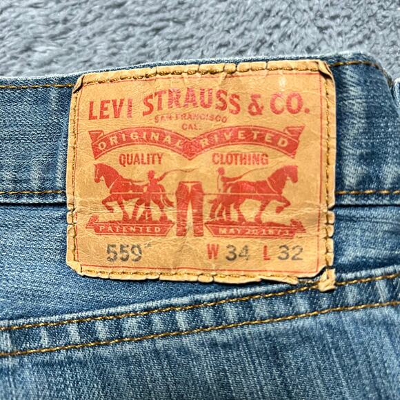 Levis Jeans Mens 34x32 Blue 559 Relaxed Straight Workwear Distressed Baggy - Picture 7 of 13